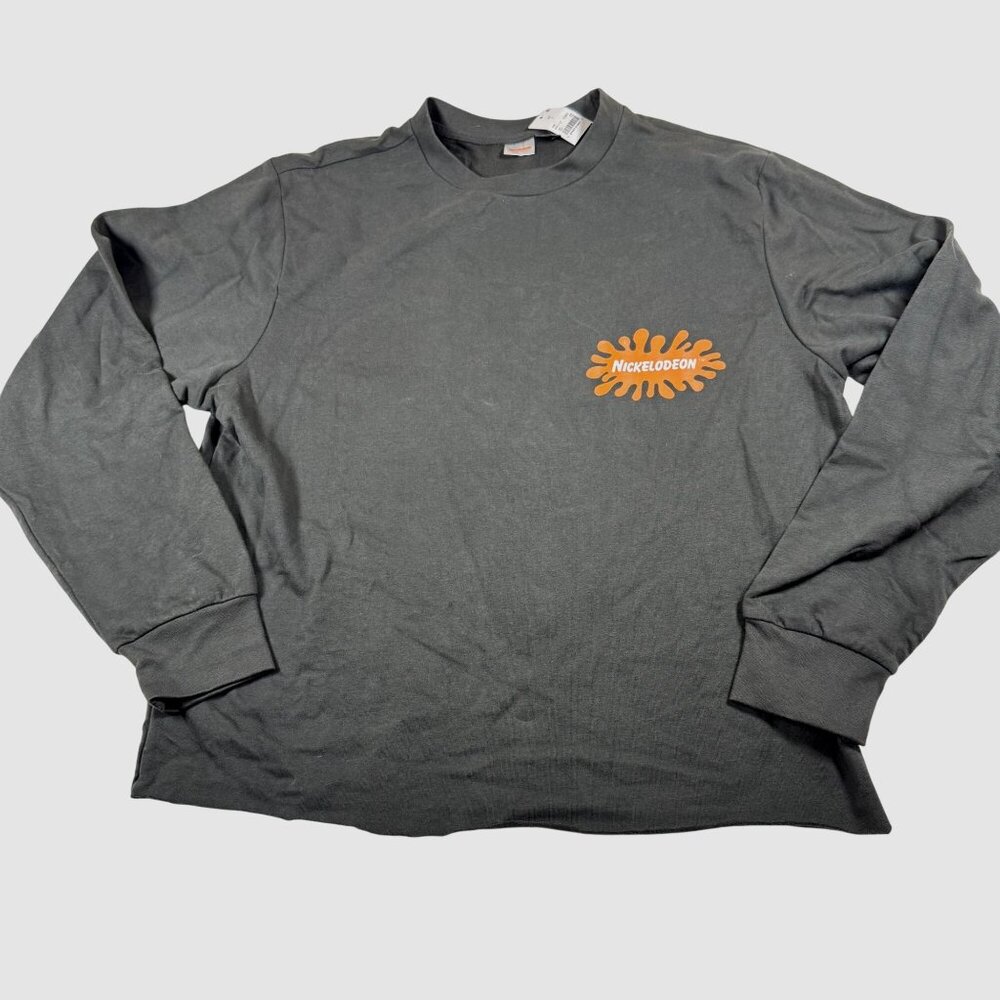 Nickelodeon Long-Sleeve Shirt 90's Characters Black Crewneck Raw Hem Adult L - Picture 3 of 13